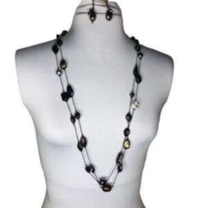 NWOT Necklace and Earring Set 40" Length  Hook Pierced Earrings